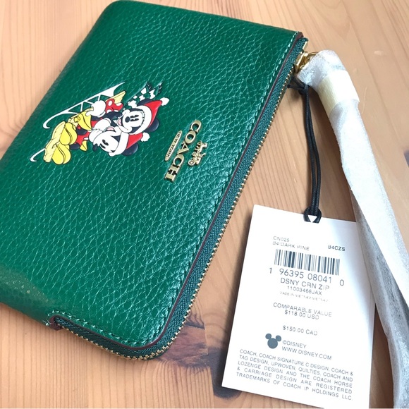 🐭 Disney X Coach Corner Zip Wristlet With Sled Motif - Picture 11 of 13